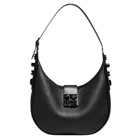 Christian Louboutin Carasky Small Empire Stud Leather Shoulder Bag Black - Picture 3 of 16